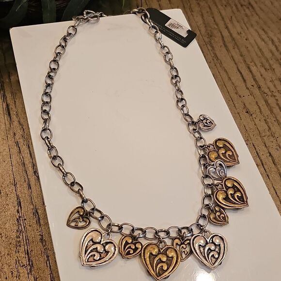 Elegant Silver and Gold Heart Charm Necklace NWT Jim Shore - Picture 6 of 8